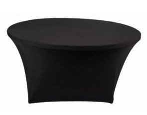 Alquiler de mantel elástico negro para mesa redonda de 120 cm