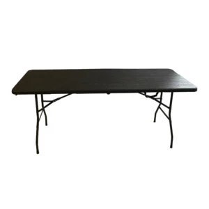 Alquiler de mesa rectangular plegable negra para eventos